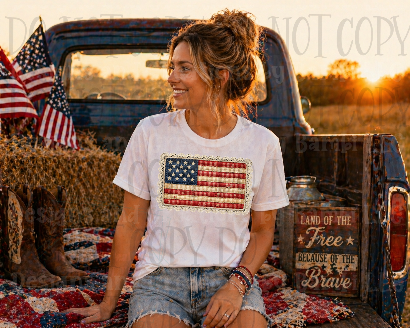 Patriotic Flag with Faux Lace
