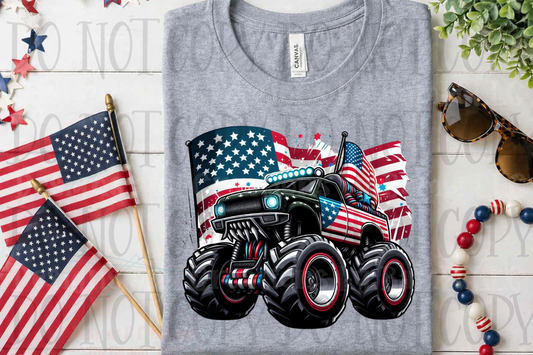 Patriotic Monster Truck with Flag