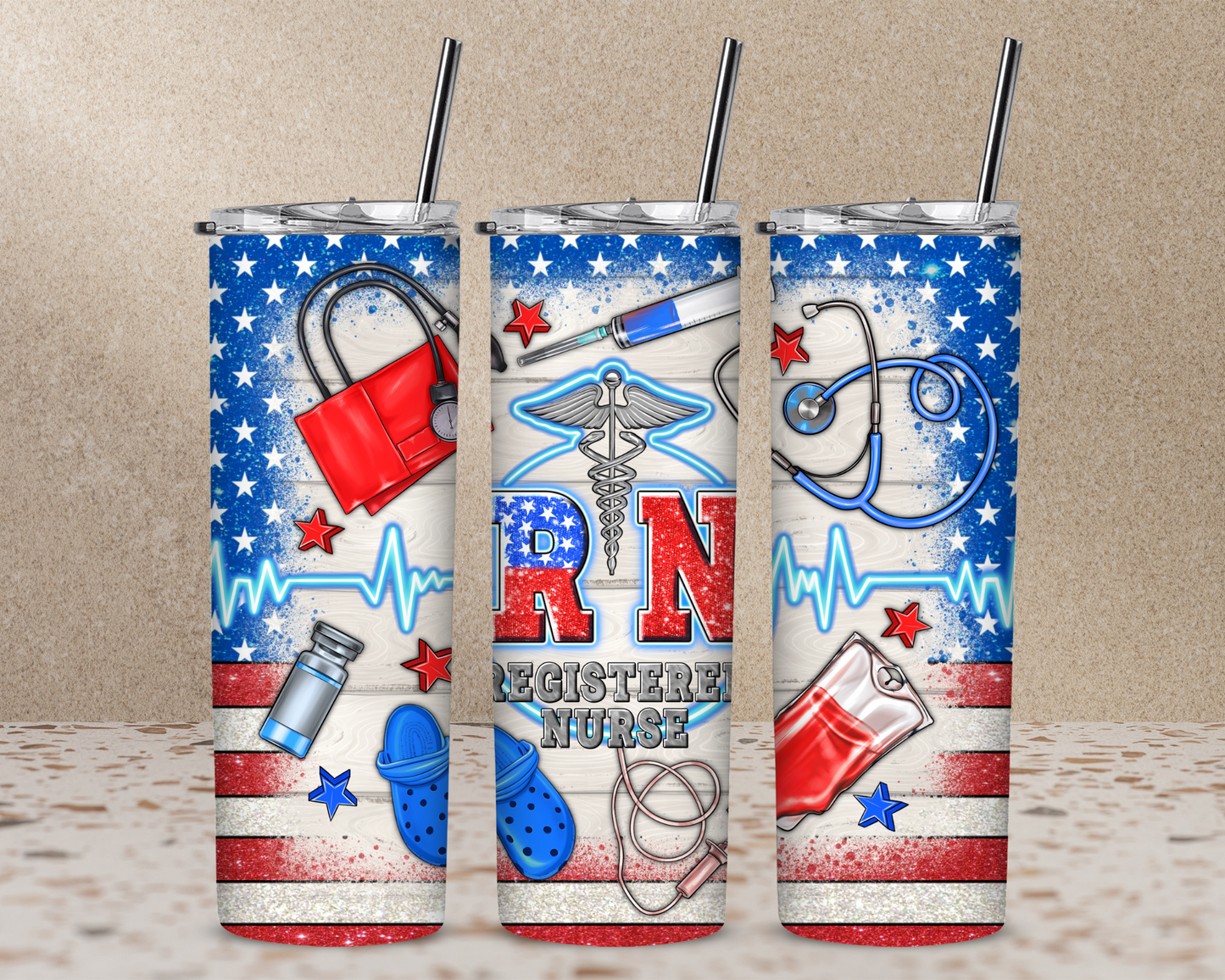Patriotic RN 20 oz Skinny Sublimation Tumbler