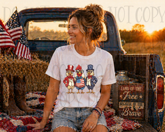 Patriotic Trio of Chickens
