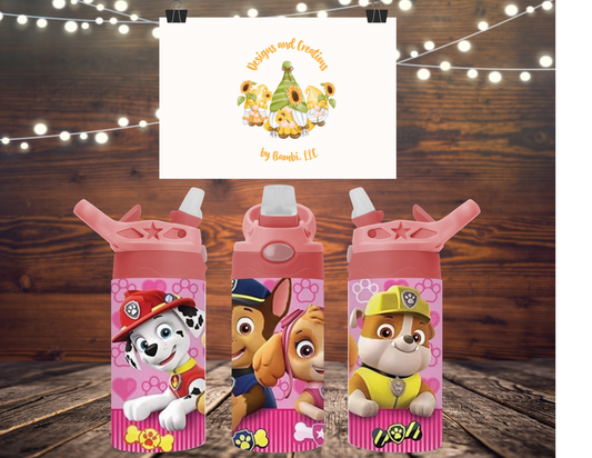 The Mighty Pups with Pink 12oz Flip Top Sublimation Tumbler