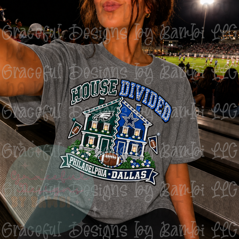 Faux Embroidery House Divided Football Collection
