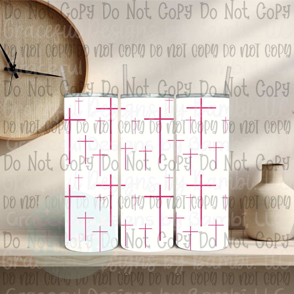 Pink Cluster of Crosses 20oz Skinny Sublimation Tumbler