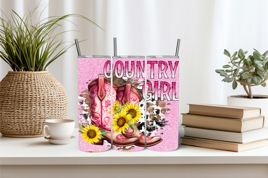 Pink Country Girl 20 oz Skinny Sublimation Tumbler