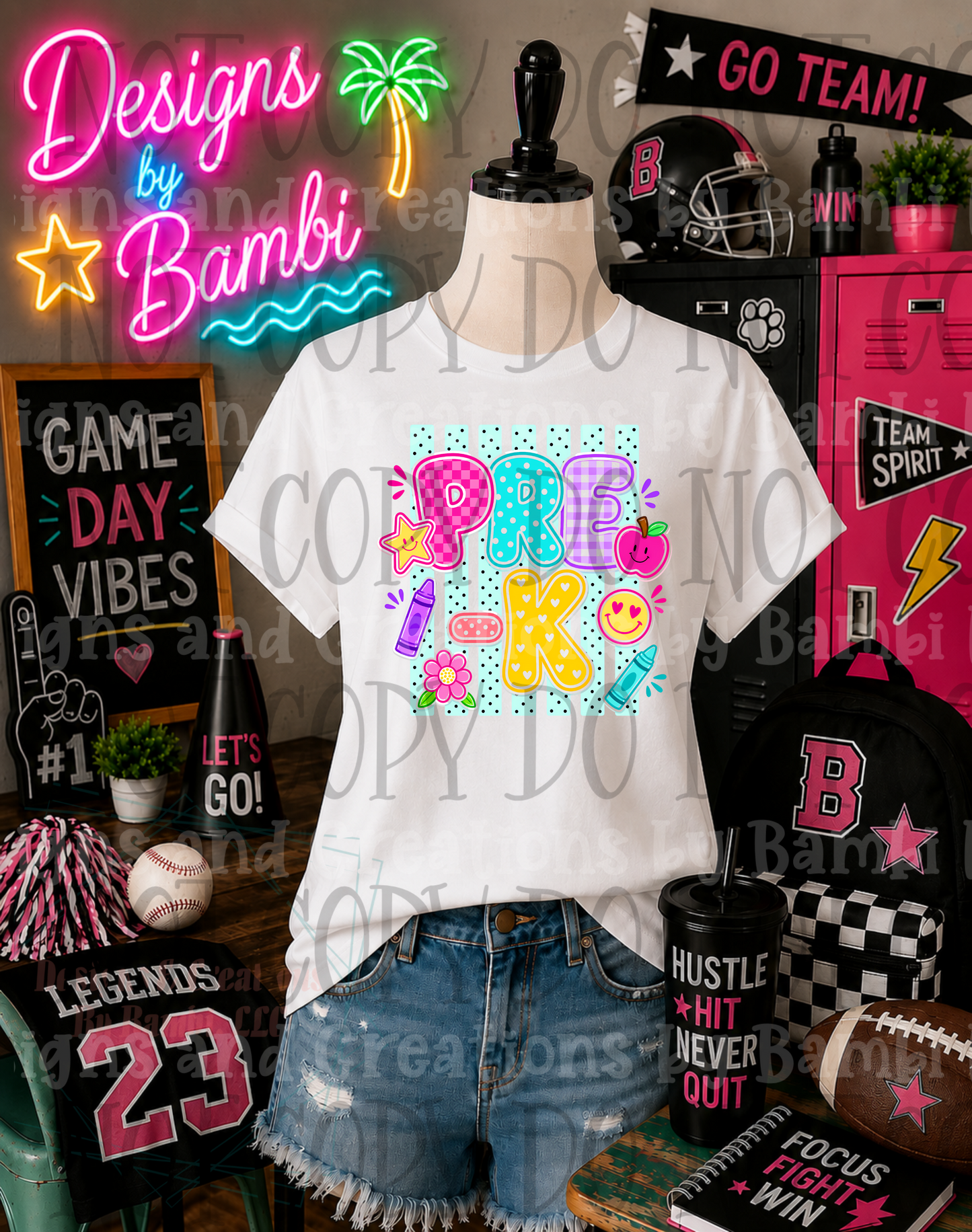 Striped Neon Back To School Grade Collection