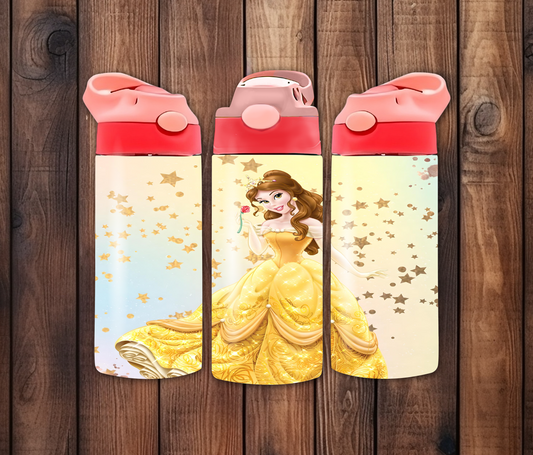Princess Belle with Ombre 12oz Flip Top Sublimation Tumbler