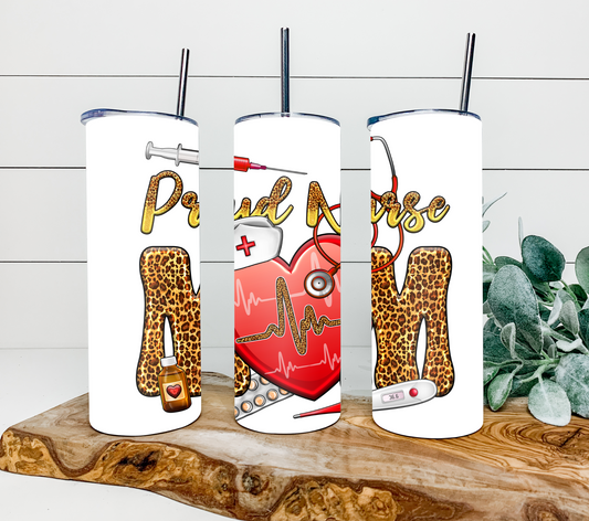 Proud Leopard Nurse Mom 20oz Sublimation Tumbler