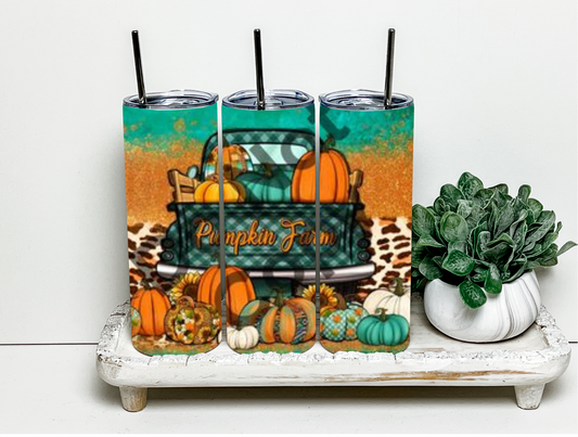 Pumpkin Farm Truck 20 oz Skinny Sublimation Tumbler