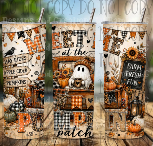 Pumpkin Patch Ghost Truck 20oz Skinny Sublimation Tumbler