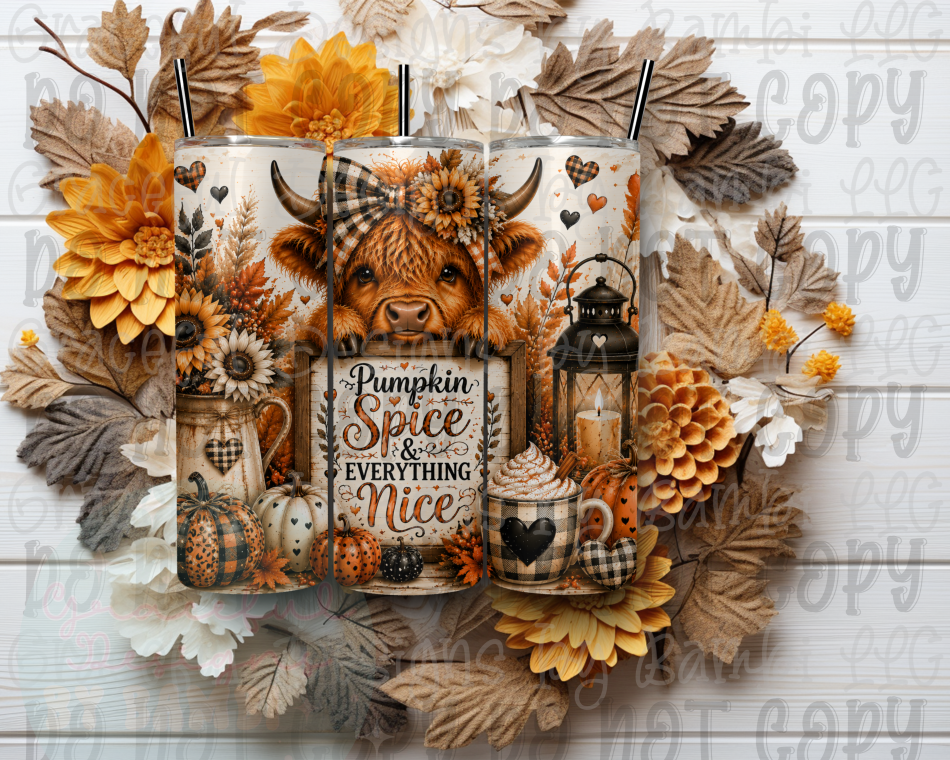 Pumpkin Spice and Everything Nice Fall 20oz Skinny Sublimation Tumbler