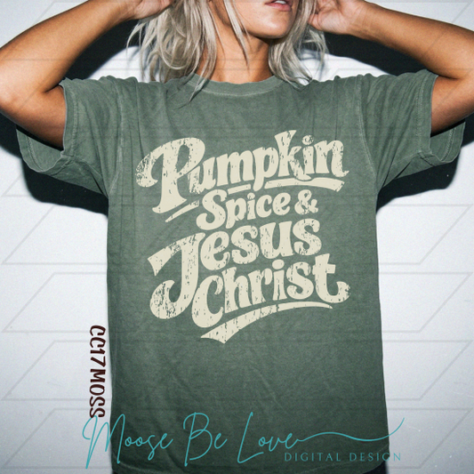 Pumpkin Spice and Jesus Christ White Distressed Font