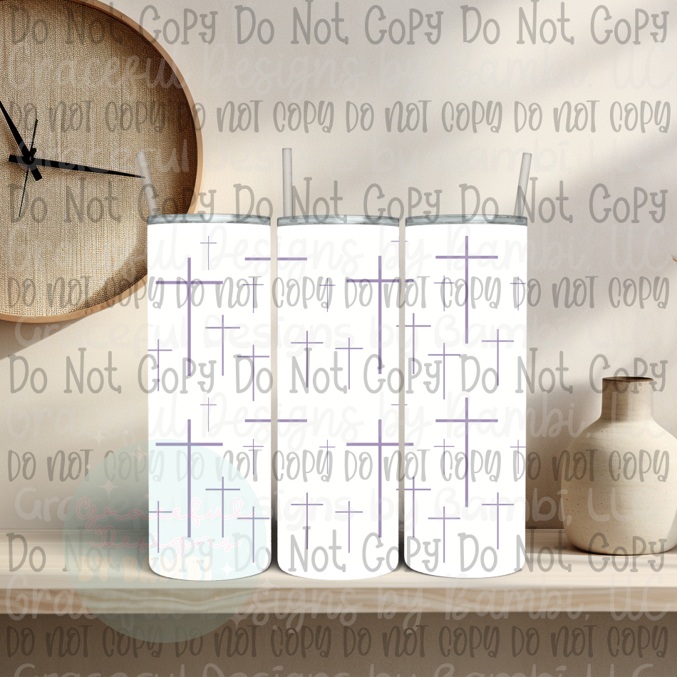 Purple Cluster of Crosses 20oz Skinny Sublimation Tumbler