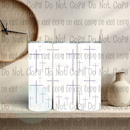Purple Cluster of Crosses 20oz Skinny Sublimation Tumbler
