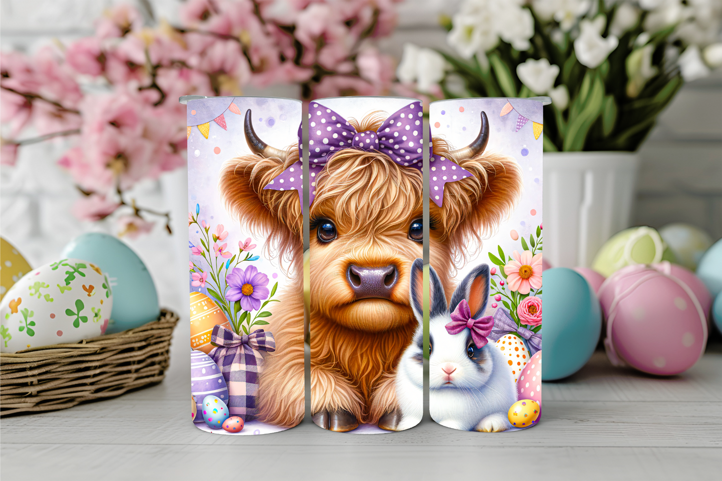 Easter Highland Cow 20oz Sublimation Tumblers