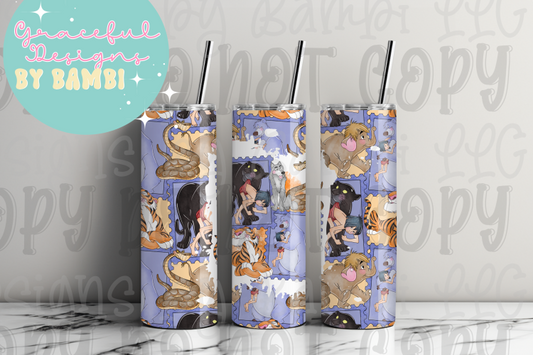20oz Tall Skinny Sublimation Purple Jungle Book Tumbler