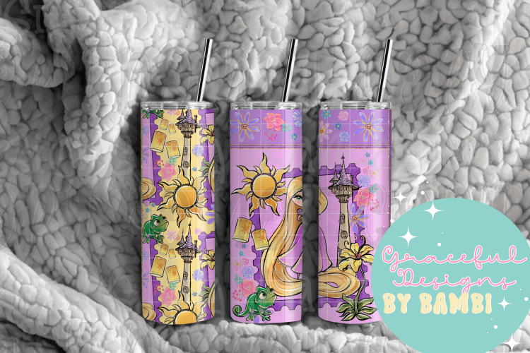 20oz Tall Skinny Sublimation Purple Tangled Tumbler