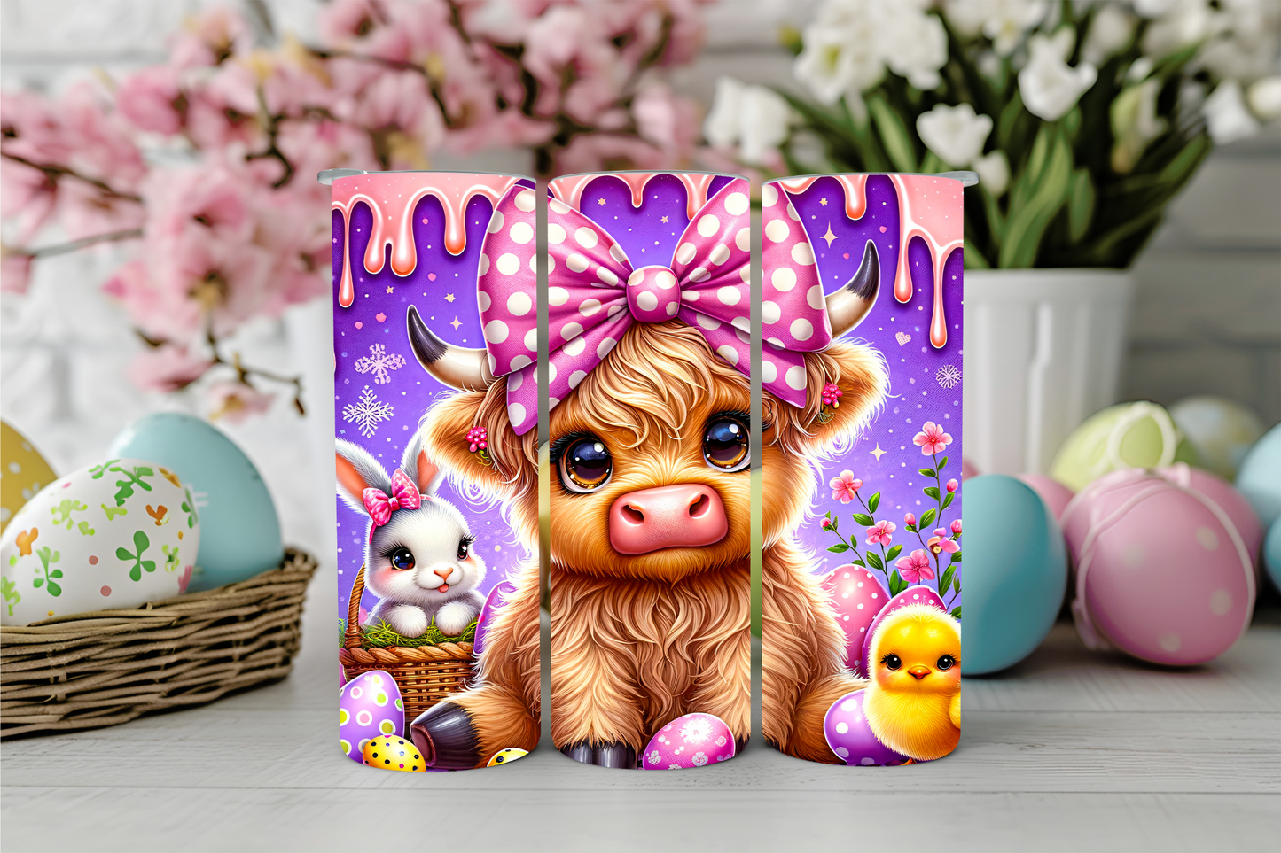 Easter Highland Cow 20oz Sublimation Tumblers