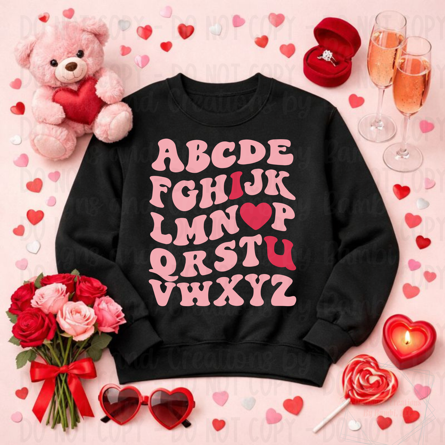 Retro Bubble Font I Love You Valentine