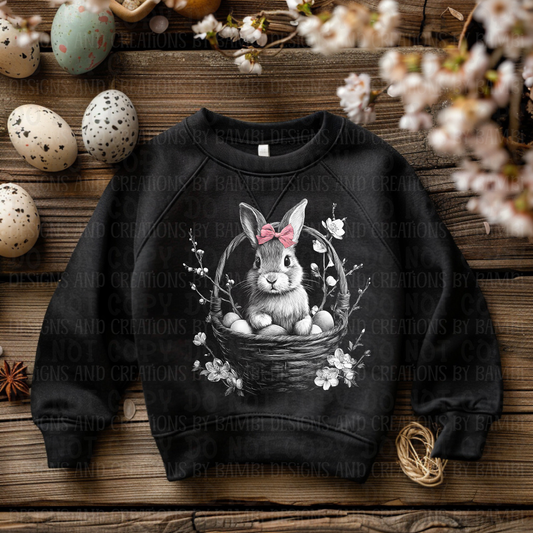Retro Easter Rabbit in White with Pink Bow