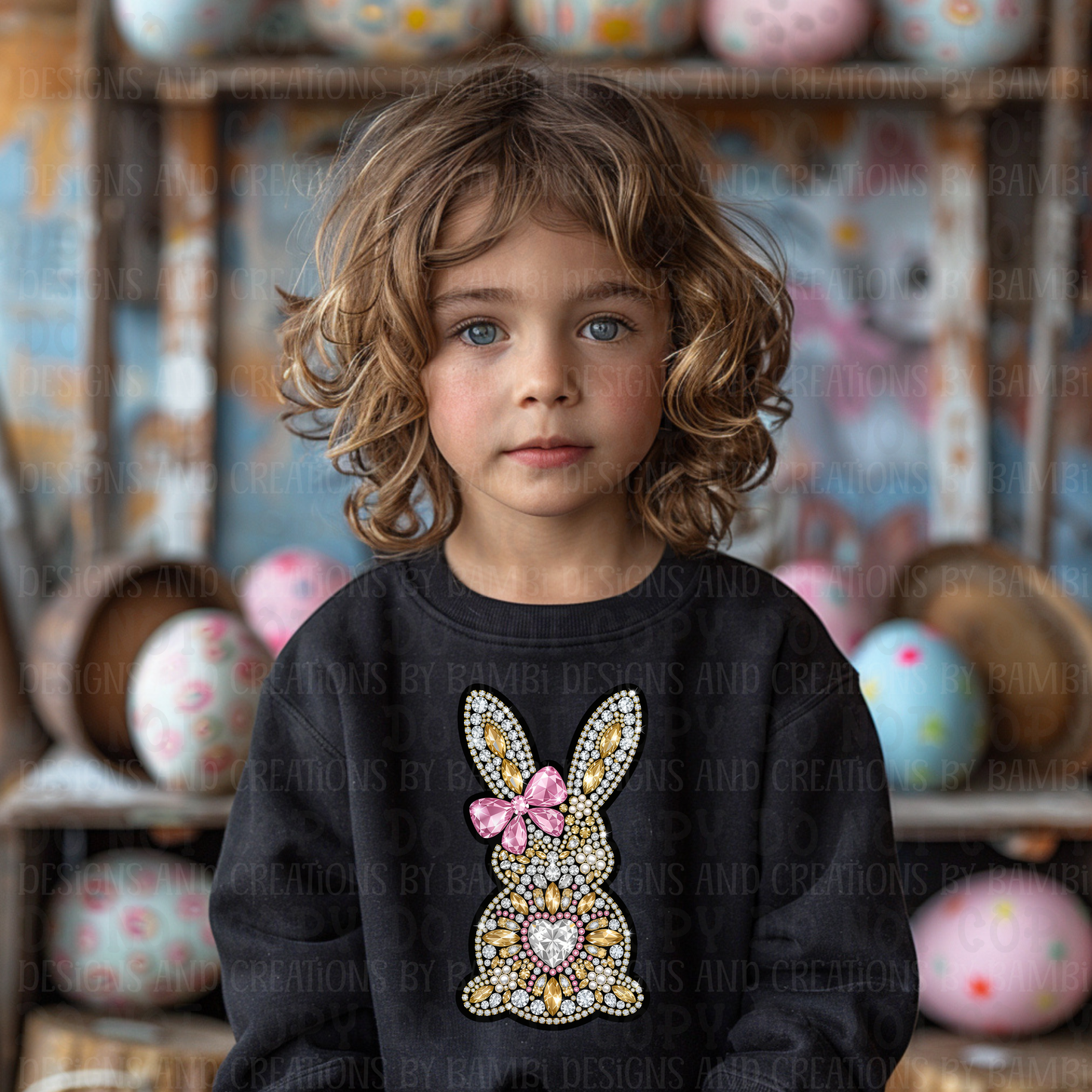 Faux Rhinestone Easter Bunny