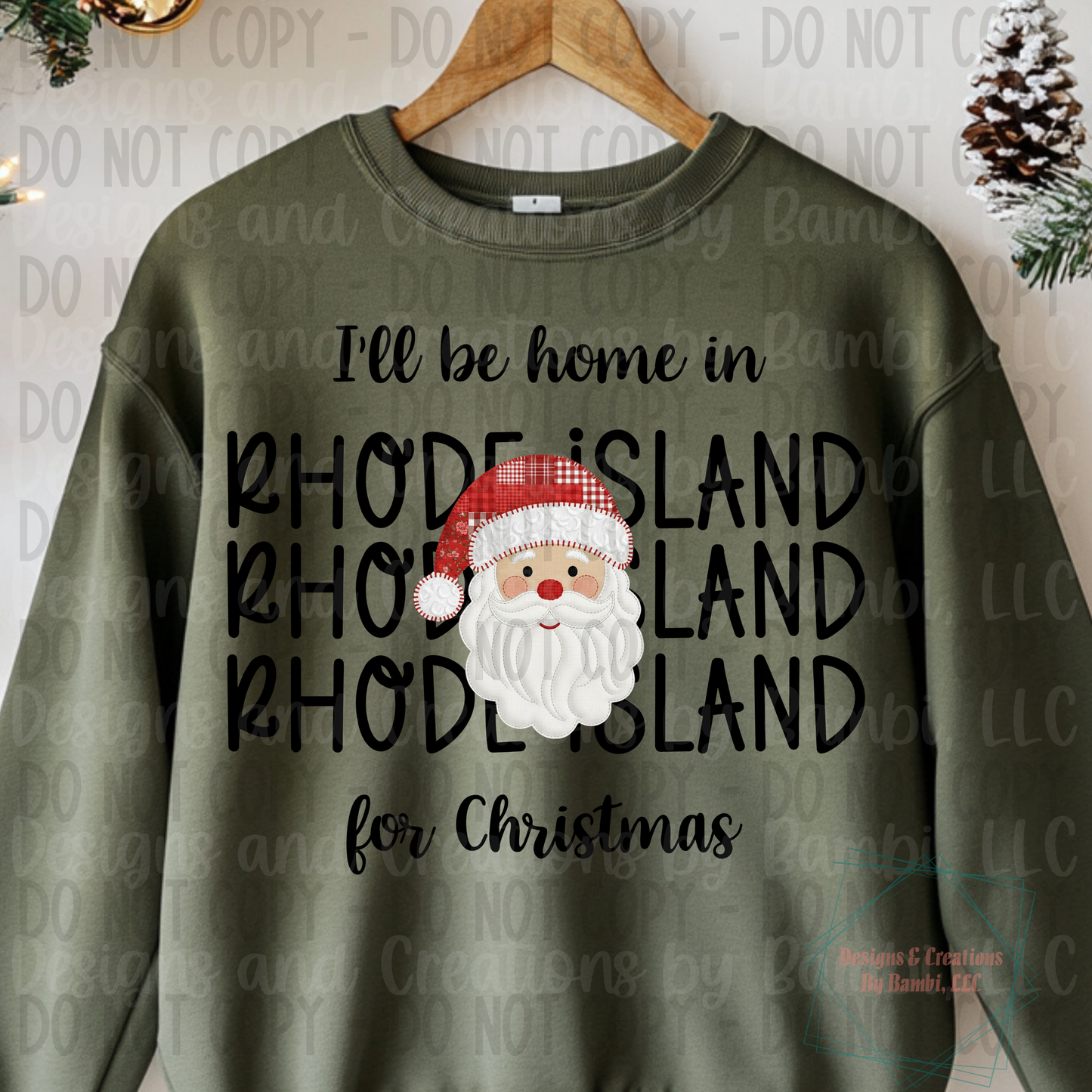 I'll Be Home in States Santa Face with Black Font Digital Bundle