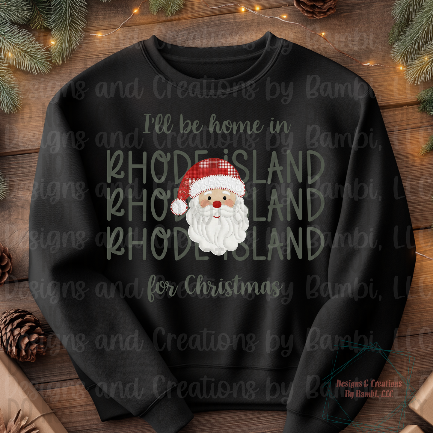 I'll Be Home in States Santa Face with Sage Green Font Digital Bundle