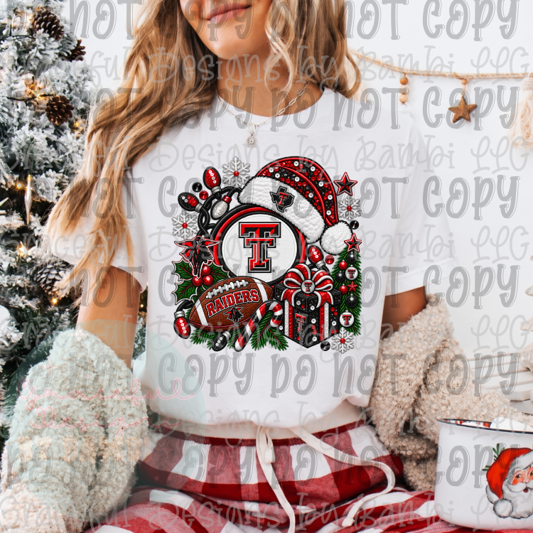 Faux Embroidery/Sequin Christmas Football Collection