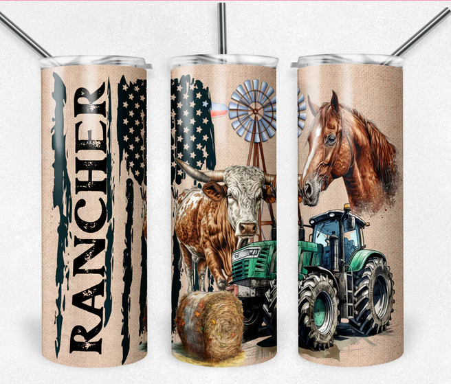 Rancher 20 oz Skinny Sublimation Tumbler