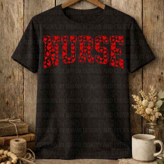 Red Nurse with Hearts