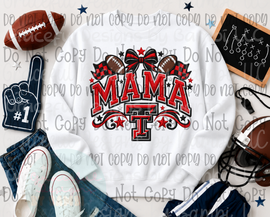 Faux Embroidery Football Mama Team Mascot Collection