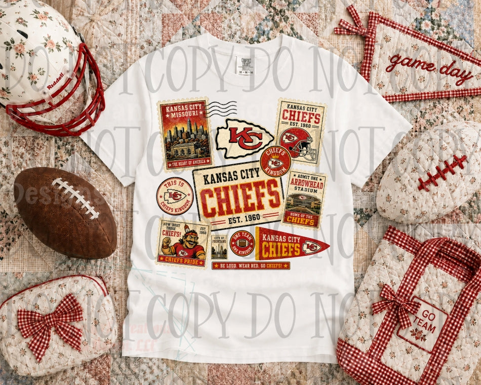 Faux Embroidery Red & Gold Game Day