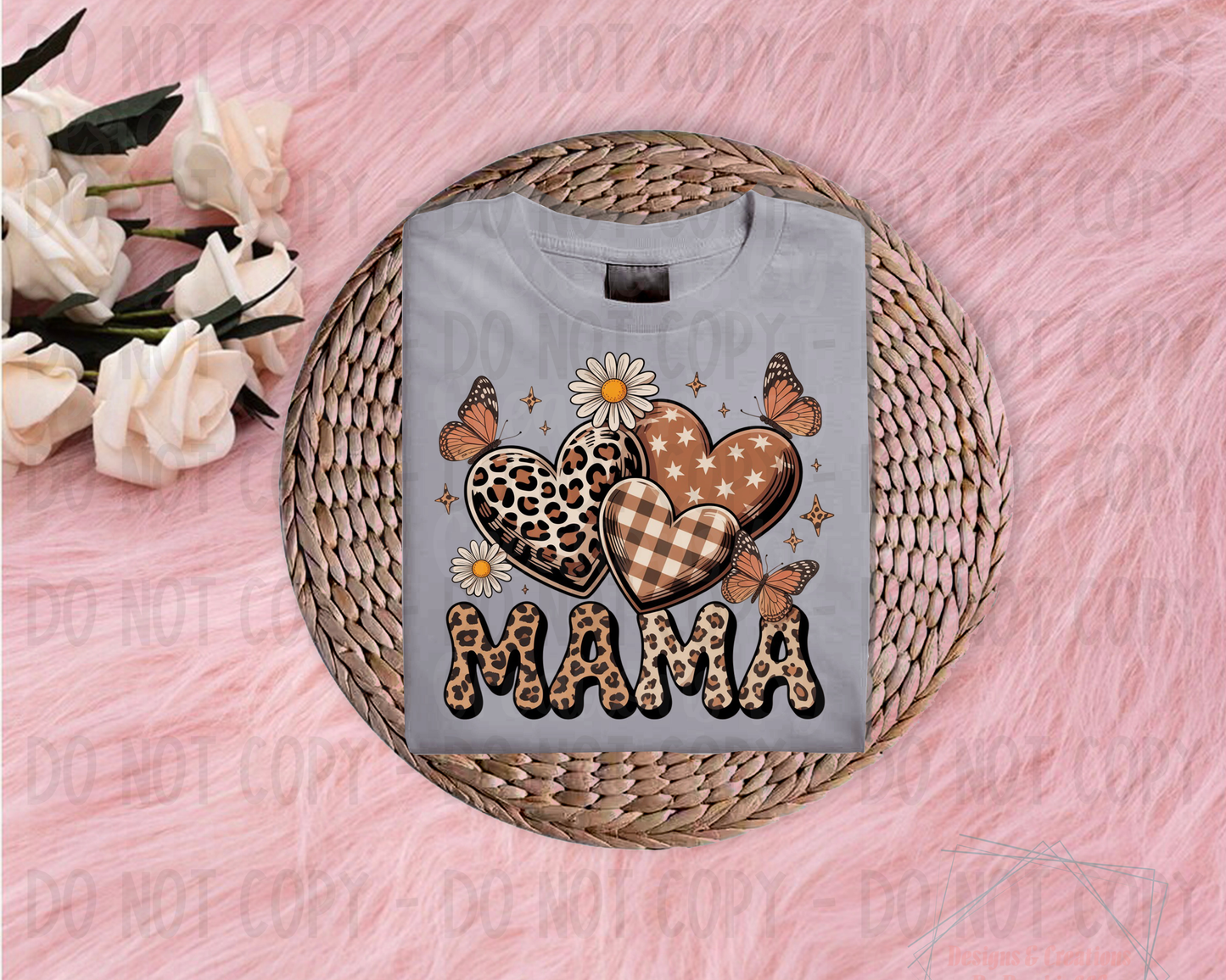 Retro Leopard Mama with Trio of Hearts
