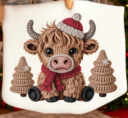 Retro Faux Yarn Crochet Highland Cow 2