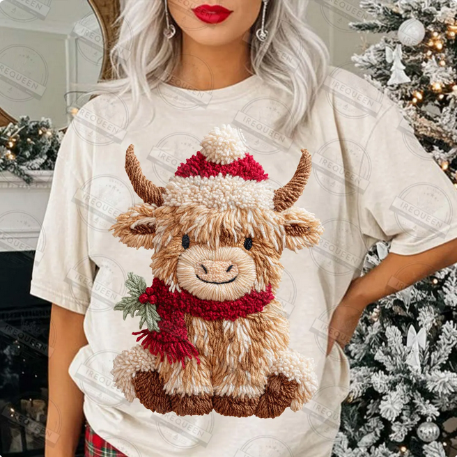 Retro Faux Yarn Crochet Highland Cow 3