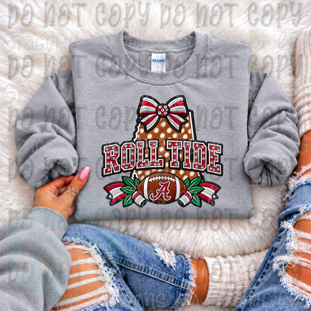 Faux Embroidery Sequin Polka Dot States Football Collection