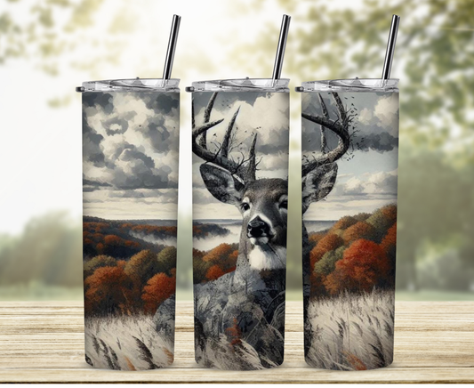 Rustic Deer 20 oz Skinny Sublimation Tumbler