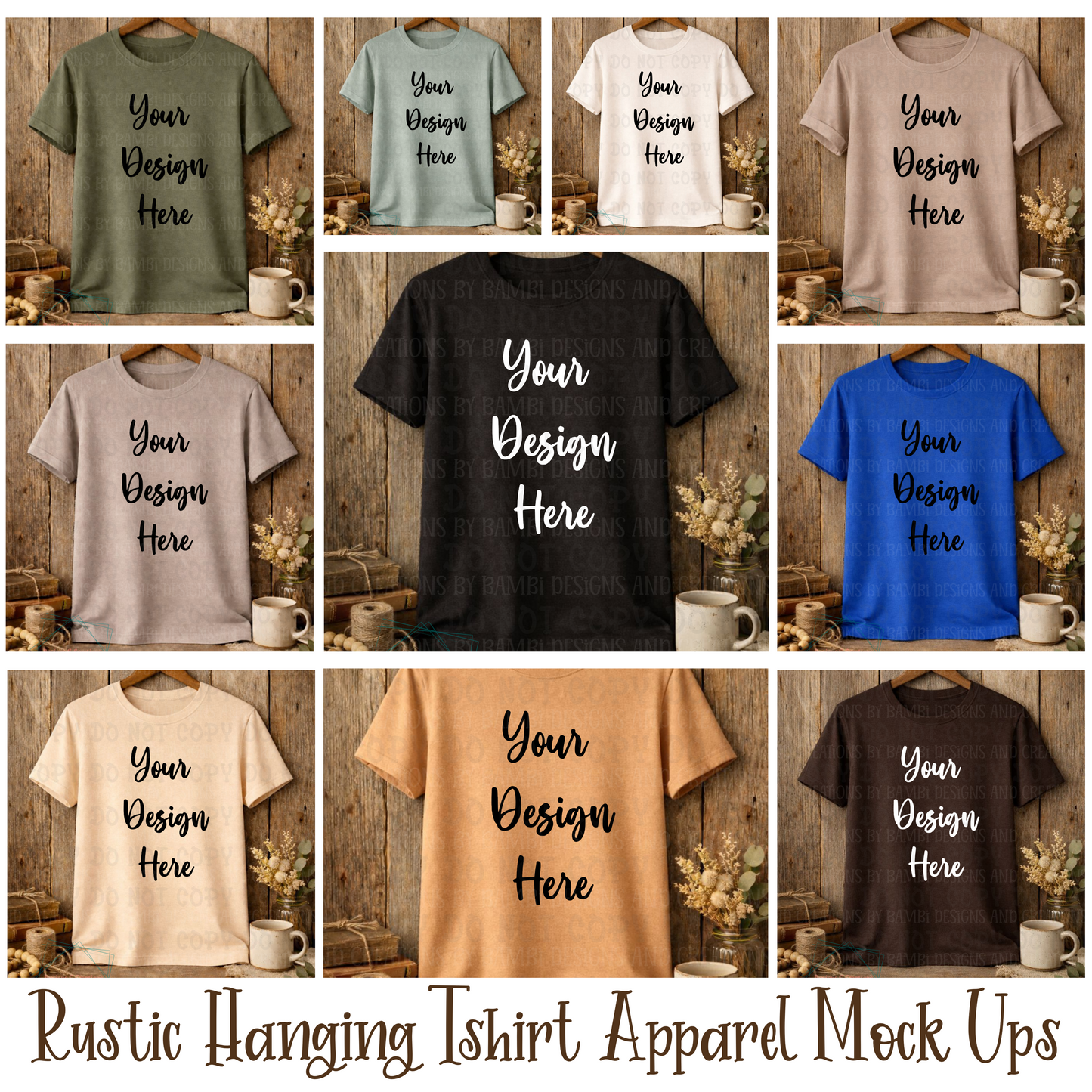 Rustic Hanging Tshirt Apparel Mock Ups