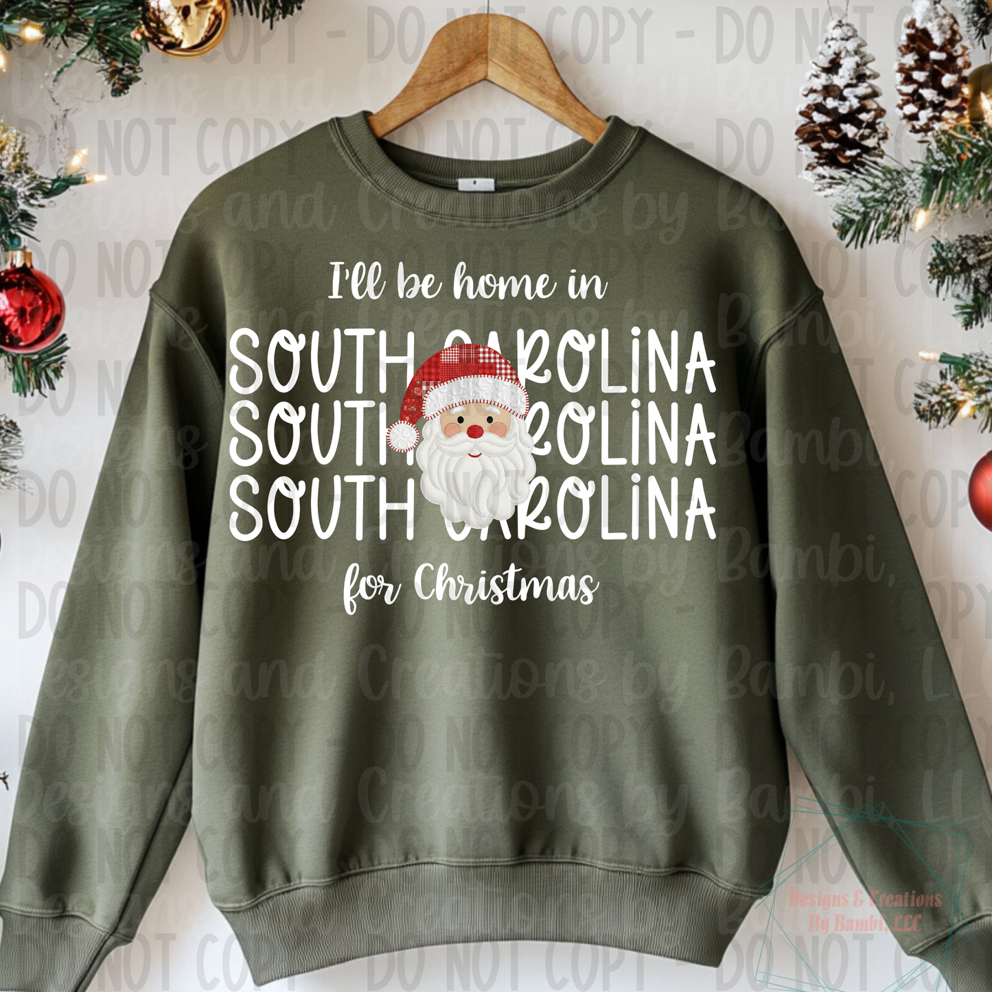 I'll Be Home in States Santa Face with White Font Digital Bundle