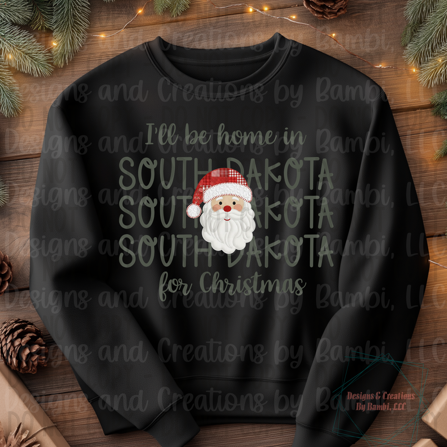 I'll Be Home in States Santa Face with Sage Green Font Digital Bundle