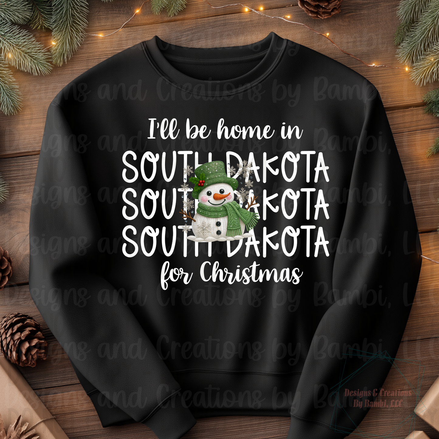I'll Be Home In States Sage Snowman with White Font Digital Bundle
