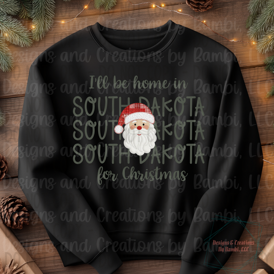 I'll Be Home in States Santa Face with Sage Green Font Collection