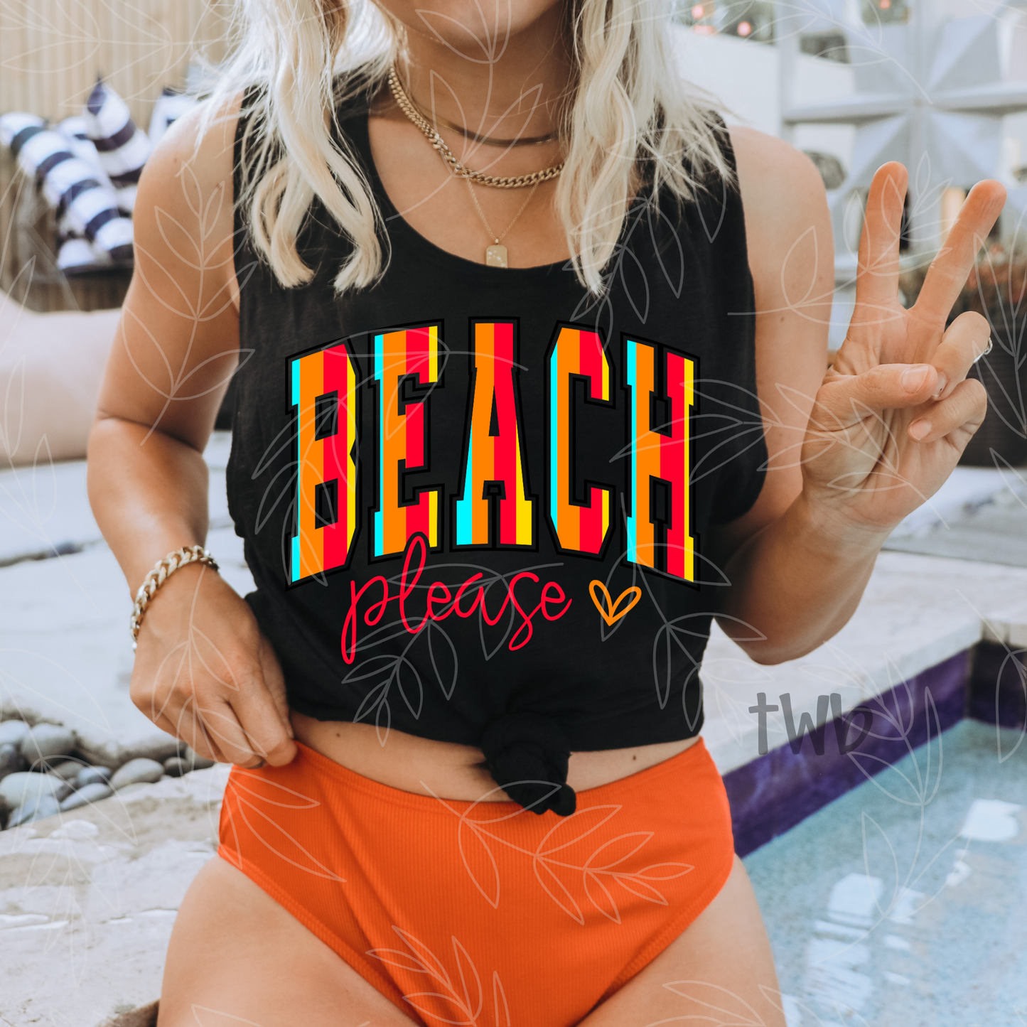 Beach Please Orange Font