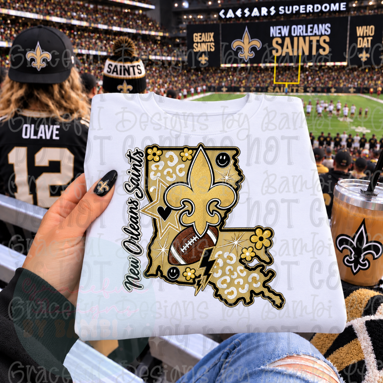 Faux Embroidery/Sequin States and Football Collection