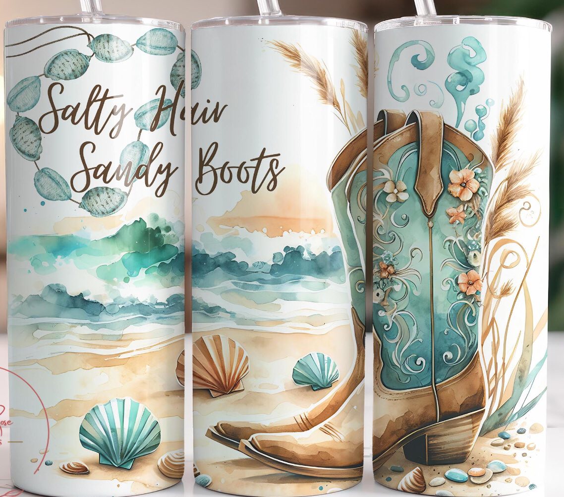 Salty Hair Sandy Boots 20 oz Skinny Sublimation Tumbler