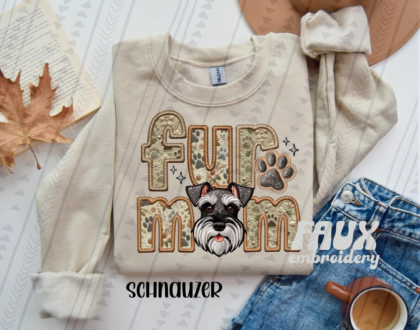Fur Mom Faux Embroidery and Fabric Dog Breed Collection