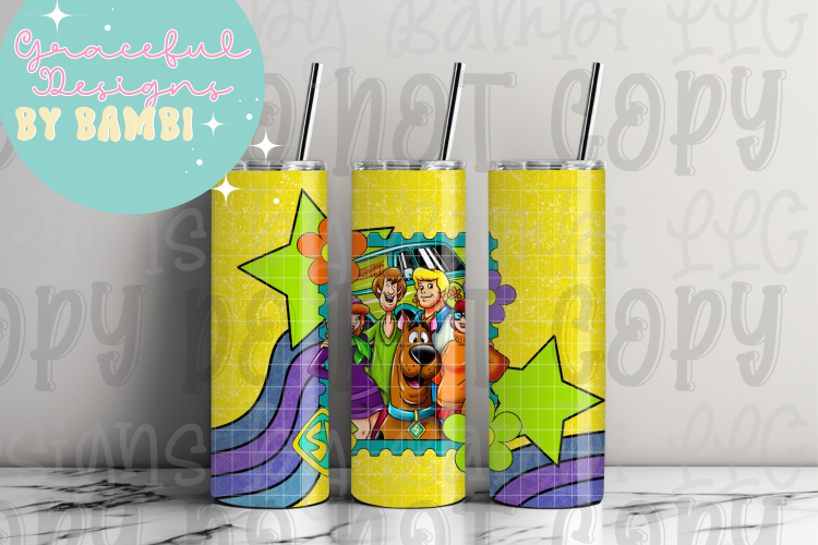 20oz Tall Skinny Sublimation Scooby Doo Tumbler