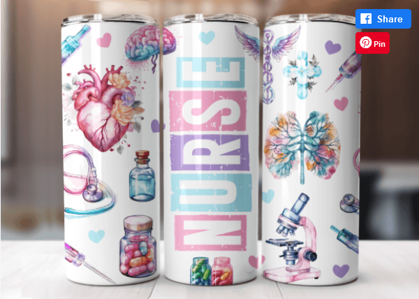 Pastel Nurse 20 oz Skinny Sublimation Tumbler