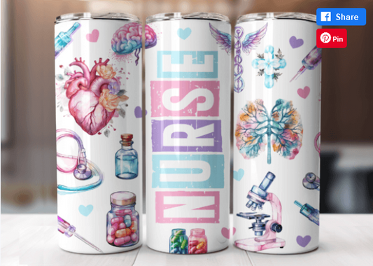 Pastel Nurse 20 oz Skinny Sublimation Tumbler