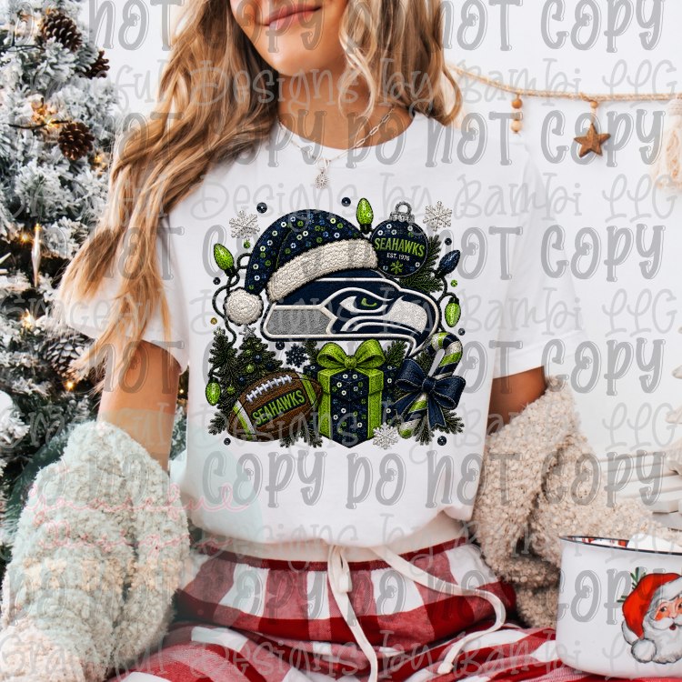Faux Embroidery/Sequin Christmas Football Collection