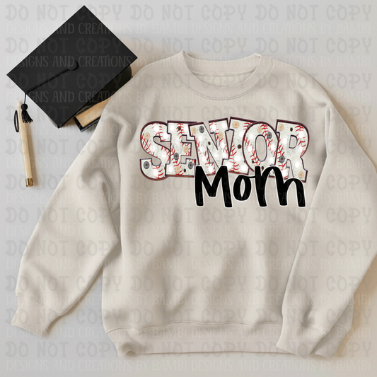 Senior Baseball Font Mom